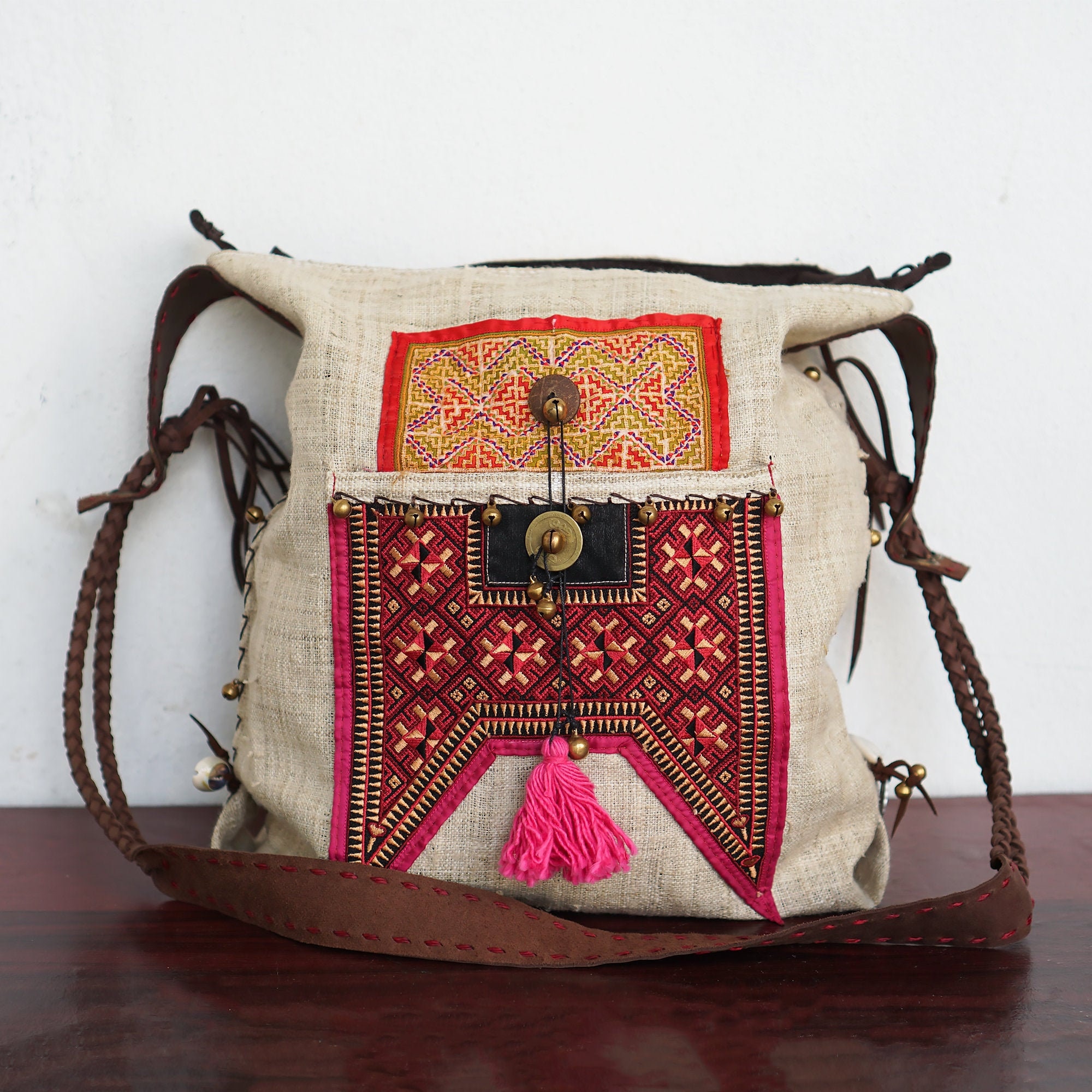 Bohemian Hippie Style Bag Canvas Cotton Sling Crossbody Hobo Messenger Bag  For Yoga & Freetime