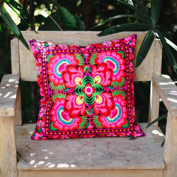 Handcrafted Fair Trade Pillow Cover With Hmong Hill Tribe Etsy