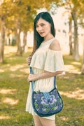 Handcrafted Blue Bird Hmong Embroidered Crossbody Bag, Thai Sling Bag for Women - BG303BLUB product logo