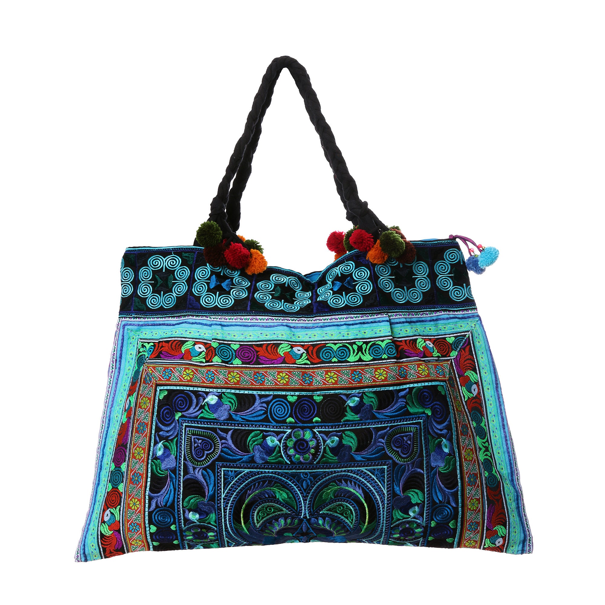 Blue Bird Pattern Hmong Tribe Embroidered Tote Bag Large Size - Etsy