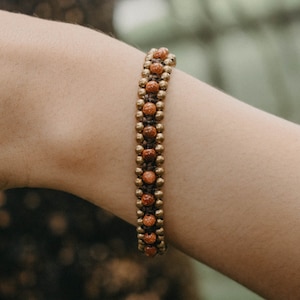 Pulsera de latón de arena dorada para mujer, pulsera bohemia, pulsera hippie, pulsera de festival, regalo único para ella - JE0000-00-BRO
