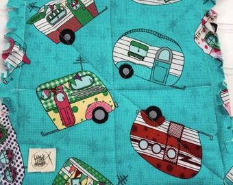 Camper theme quilted potholders Washable decorative rag quilted potholders Home decor farmhouse kitchen Rag quilted hotpad