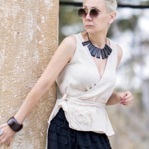Handmade Cotton Muslin Wrap Top: Boho Kimono Tank, Festival Crop