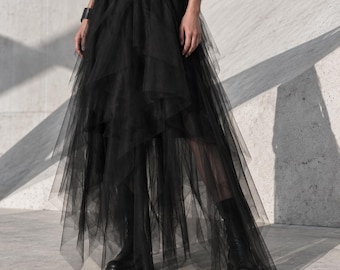 Layered Tulle Maxi Skirt Women, Puffy Formal Bottoms, Elastic Waist Event Outfit, Party Look