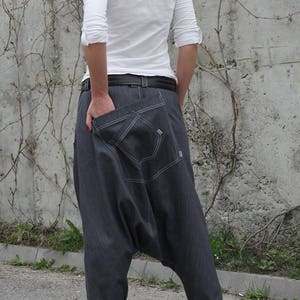 Unisex Harem Pants/ White Denim Pants/ Drop Crotch Pants/ - Etsy