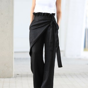 Solid Color Wrap Pants, Lightweight and Flowy Wrap Around Pants