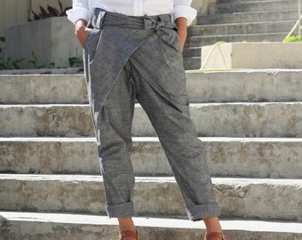 Wrap linen pants/ Soft linen pants/ Linen trousers/ Summer linen pants/ Linen clothes/ Grey linen pants/ Linen pants woman/ Maternity pants