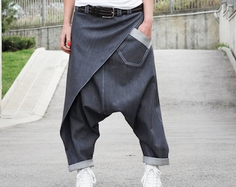 Harem Pants Women Men/ Unisex Drop Crotch Pants/ Denim Pants/ Hippie Pants/ Baggy  Pants/ Boho Pants/ Cotton Pants/ Yoga Pants/ Jeans/ Pants 