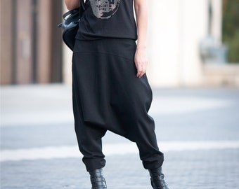 Creatch Pants Women Men/ Unisex pants/ Boho pants/ Hippie pants/ Drop crotch pants/ Ninja pants/ Loose black pants/ Aladdin pants/ Hip hop