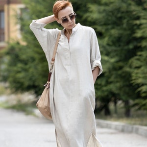 Linen maxi dress, Linen shirt dress, Summer dress, Lightweight linen dress, Flowy linen dress, Bohemian linen dress, Breathable linen dress image 1