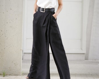 NEW/ Trousers women/ Pants women/ High waist trousers/ Wrap cotton pants/ Loose pants/ Pants skirt/ Elegant skirt pants/ Pants with pockets