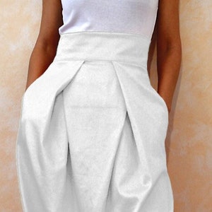 White Skirt for Women, High waist skirt, Long cotton skirt, Skirts with pockets, Wedding skirt, Fashion skirt, Skirts, Wrap Skirts, Pockets