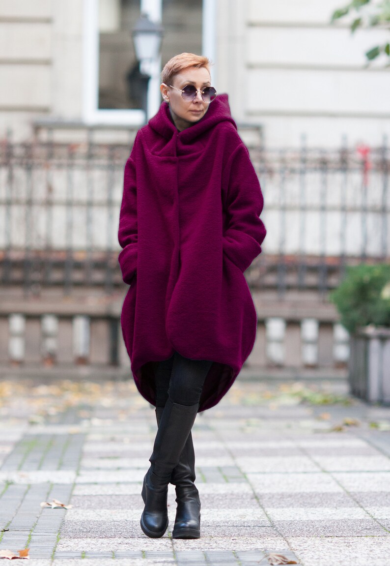 Coat for women/ 100% Wool coat/ Hooded coat/ Winter coat/ image 6