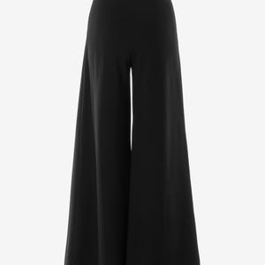 Black Ponte Wide Leg Pants: Elegant Bell Bottom Trousers