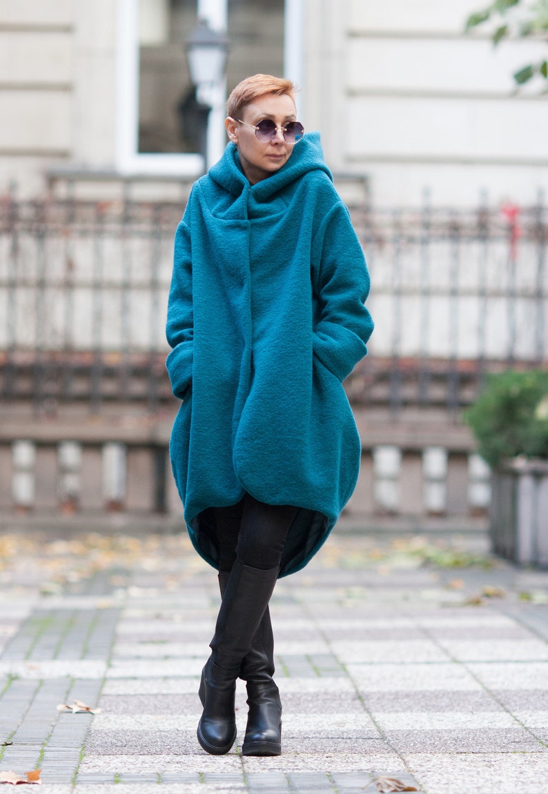 Coat for women Hooded coat Gray coat Winter coat Wool image 0