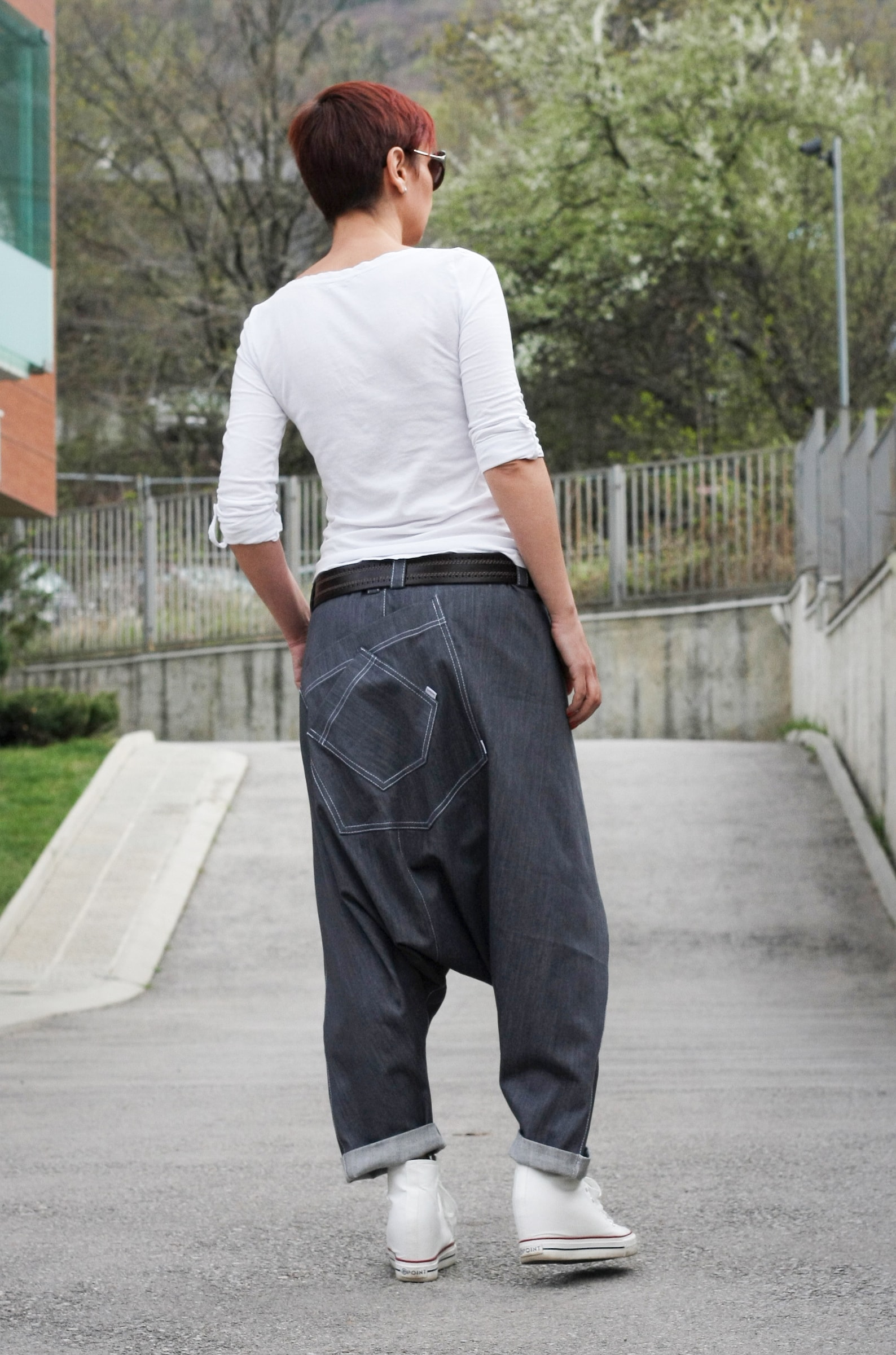 Harem Pants Women Men/ Unisex Drop Crotch Pants/ Denim Pants/ | Etsy