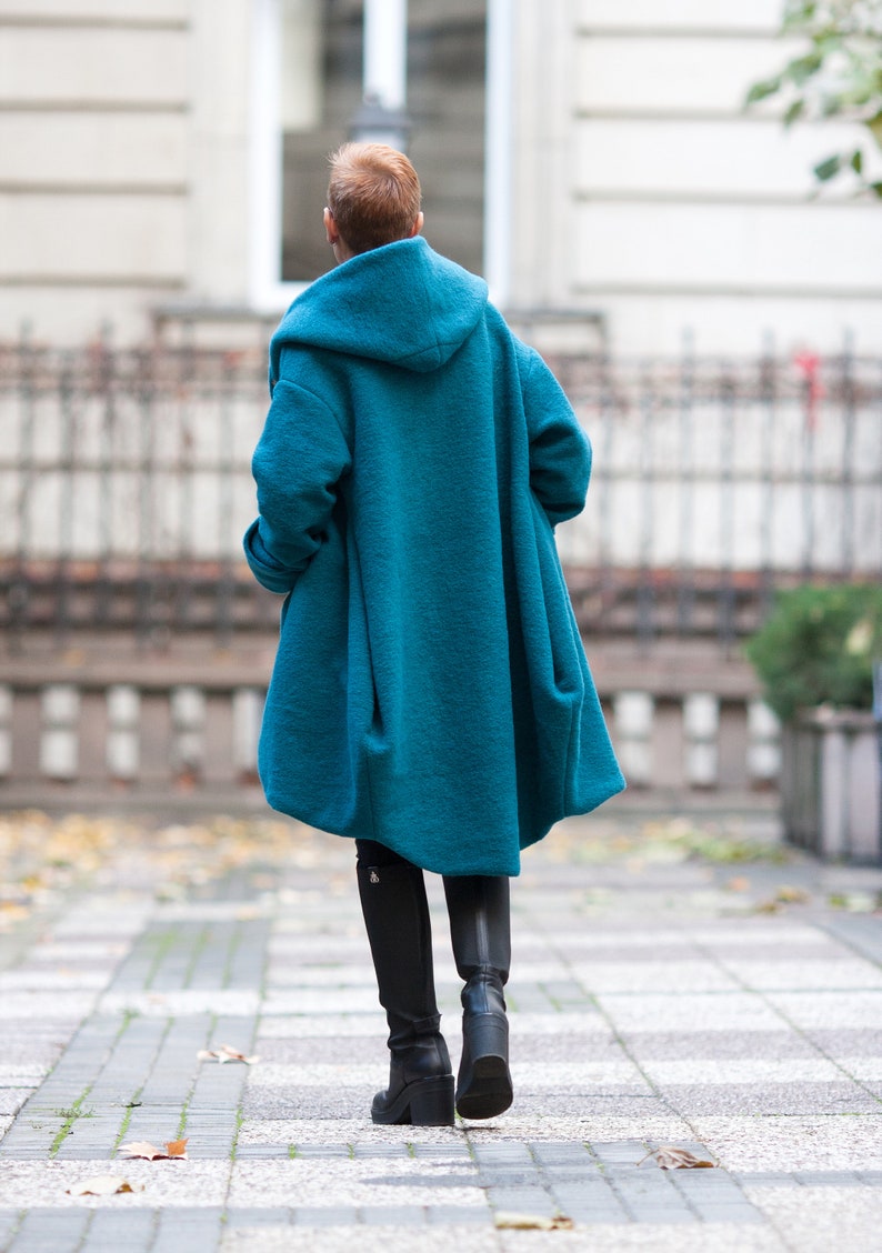 Coat for women/ 100% Wool coat/ Hooded coat/ Winter coat/ Extravagant coat/ Plus size/ Designer coat/ Jacket/ Hooded cardigan/ High quality image 5