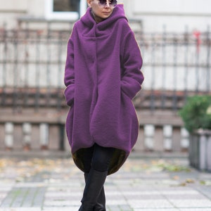 Coat for women/ 100% Wool coat/ Hooded coat/ Winter coat/ Extravagant coat/ Plus size/ Designer coat/ Jacket/ Hooded cardigan/ High quality image 7