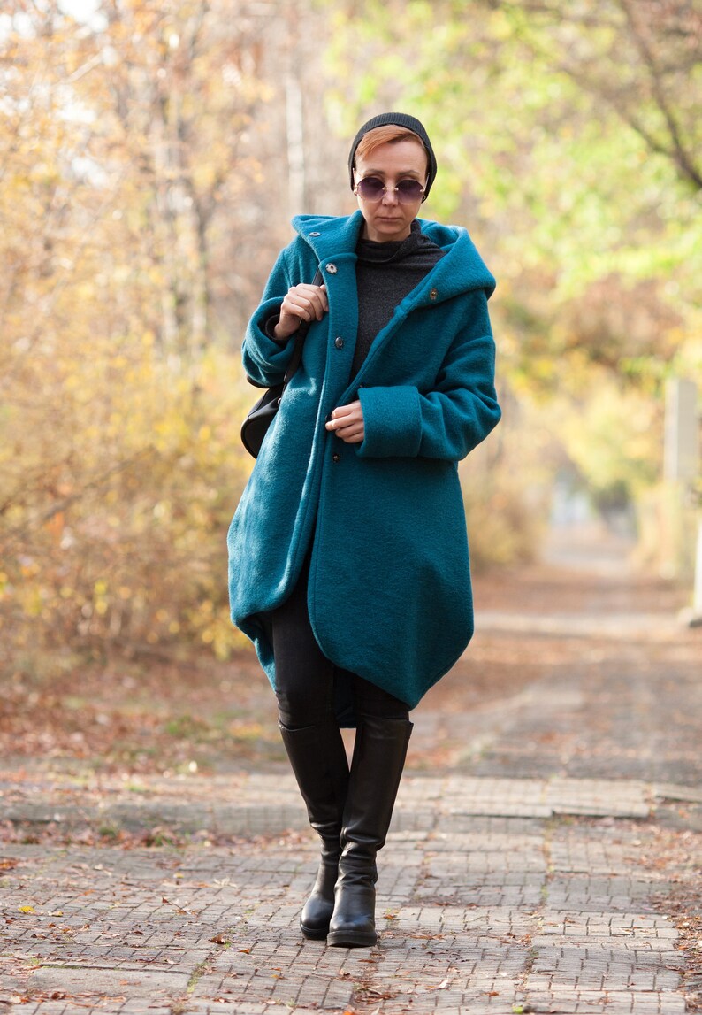 Coat for women Hooded coat Gray coat Winter coat Wool image 8