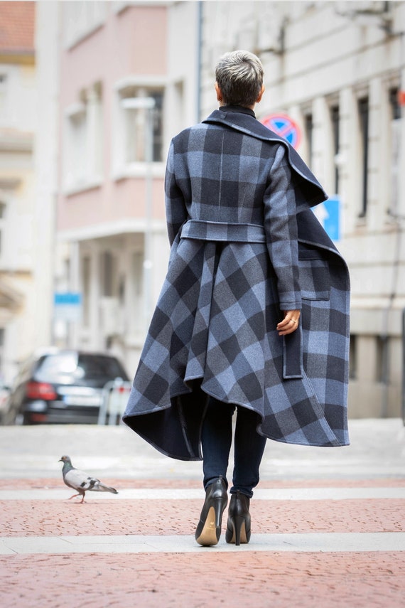 Max Mara チェック柄ウールロングコート（ファー襟付き） チェック柄