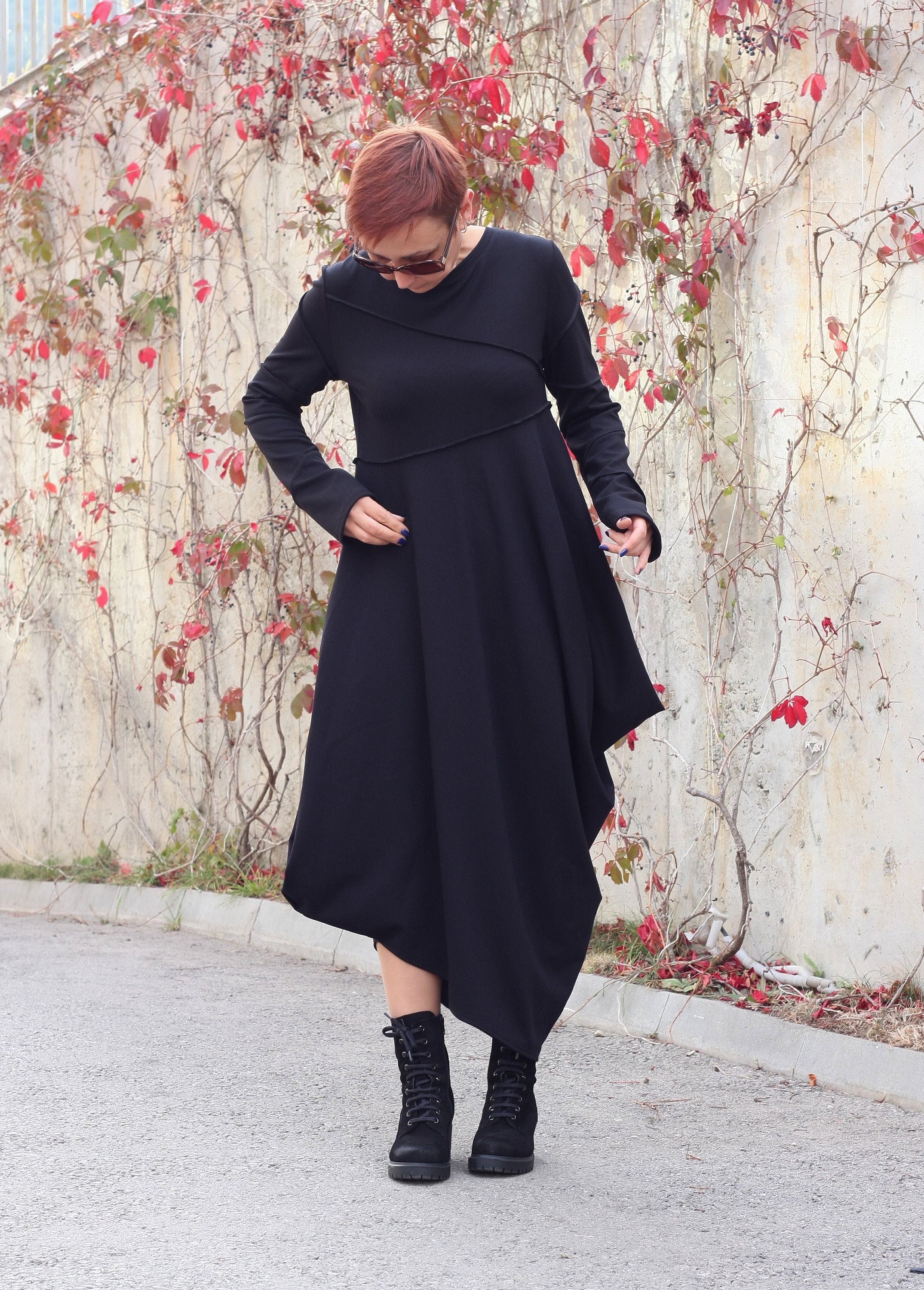 Dress Women/ Long Sleeves Dress/ Black 