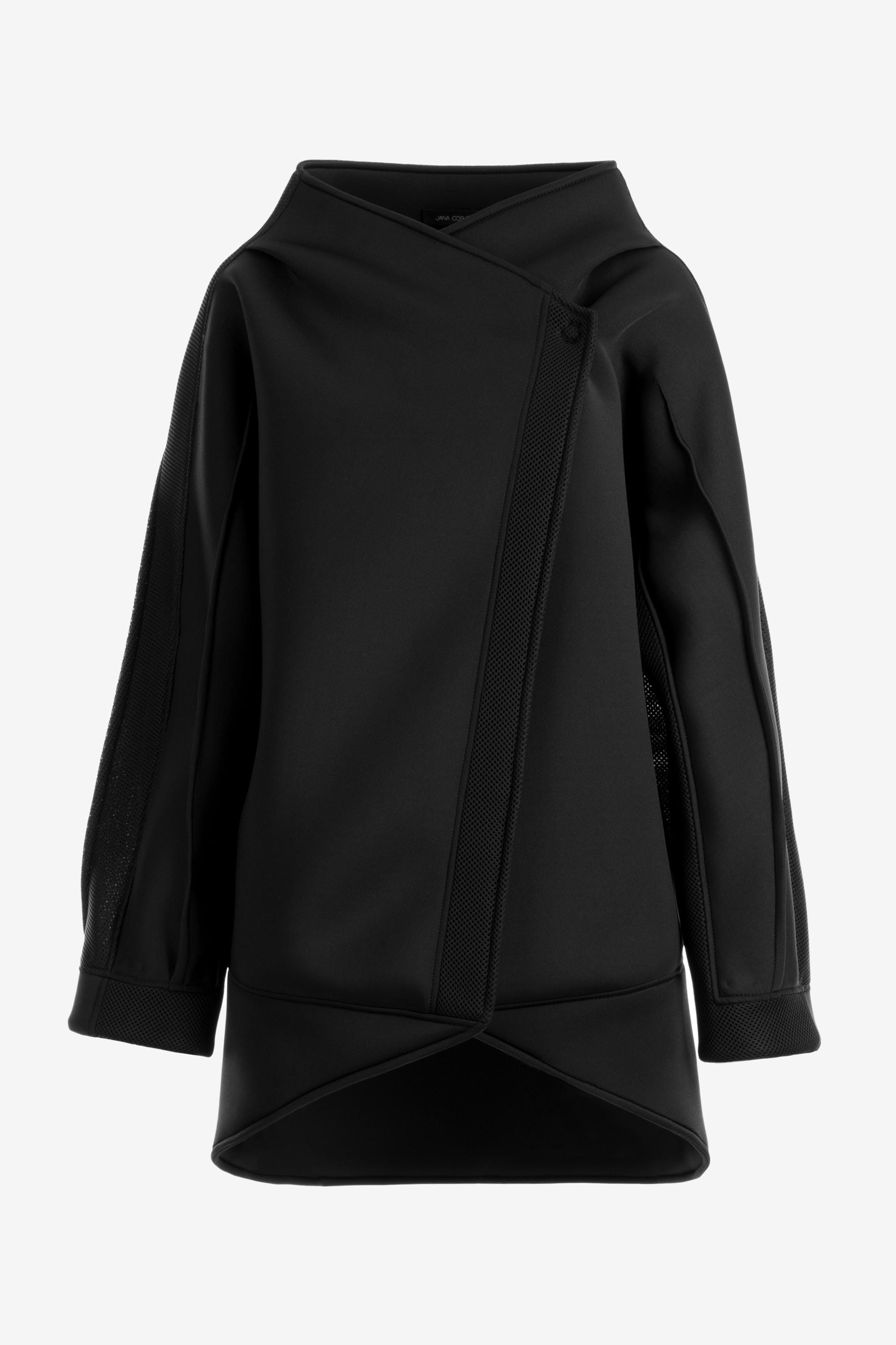 Short Black Coat – Lightweight Fall Jacket for Women, High Collar 