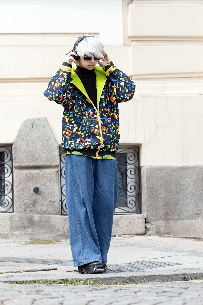 Cozy Multicolor Neoprene Jacket with Bear Lining image 6