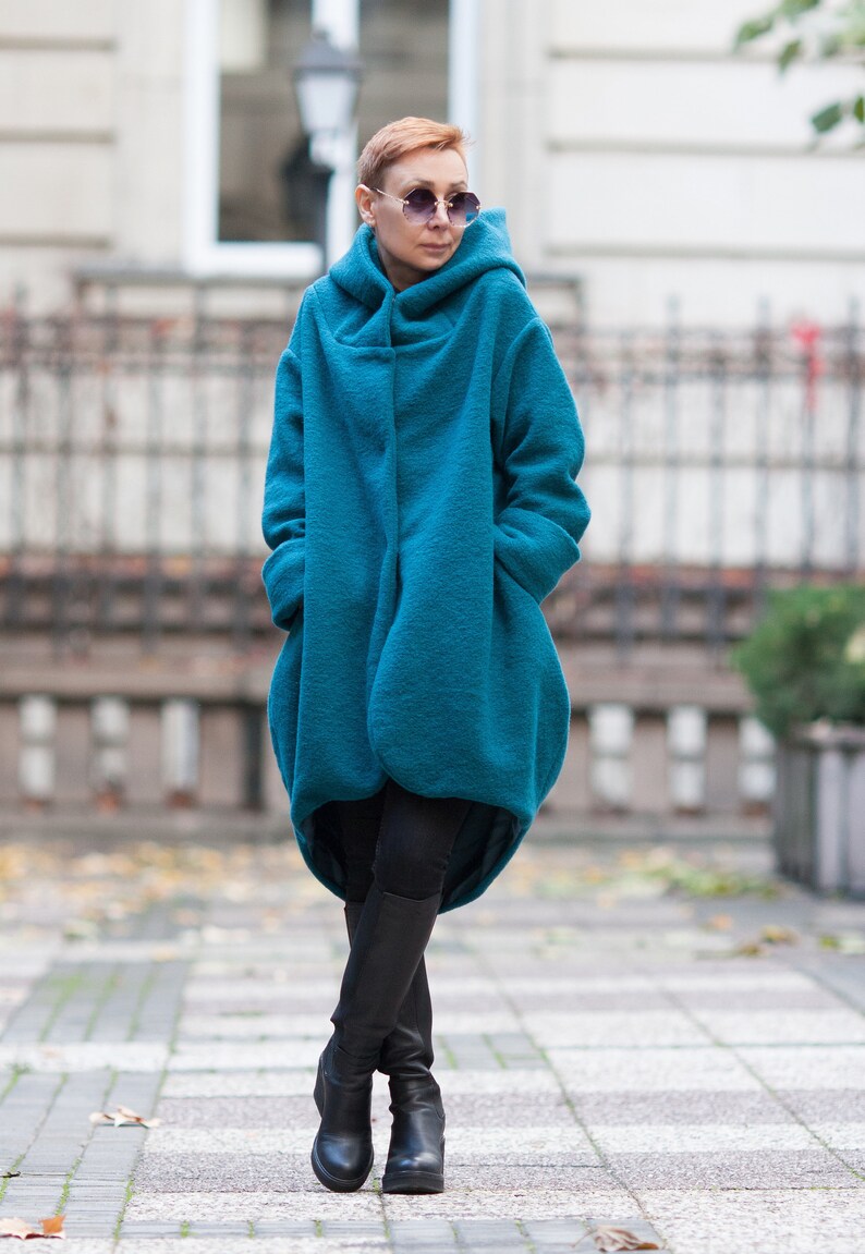 Coat for women/ 100% Wool coat/ Hooded coat/ Winter coat/ Extravagant coat/ Plus size/ Designer coat/ Jacket/ Hooded cardigan/ High quality image 1