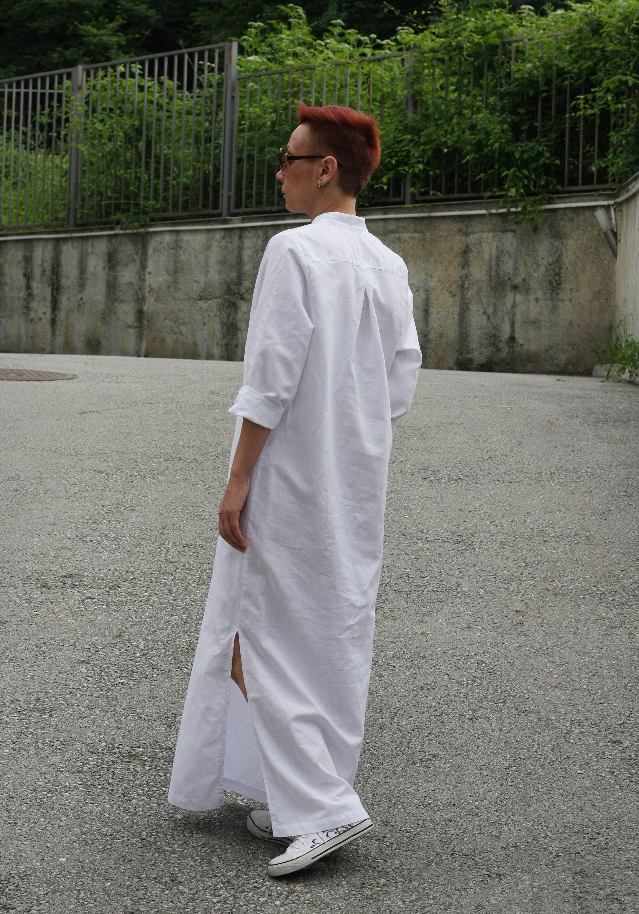 Long Linen Shirt / Boho Maxi Dress 