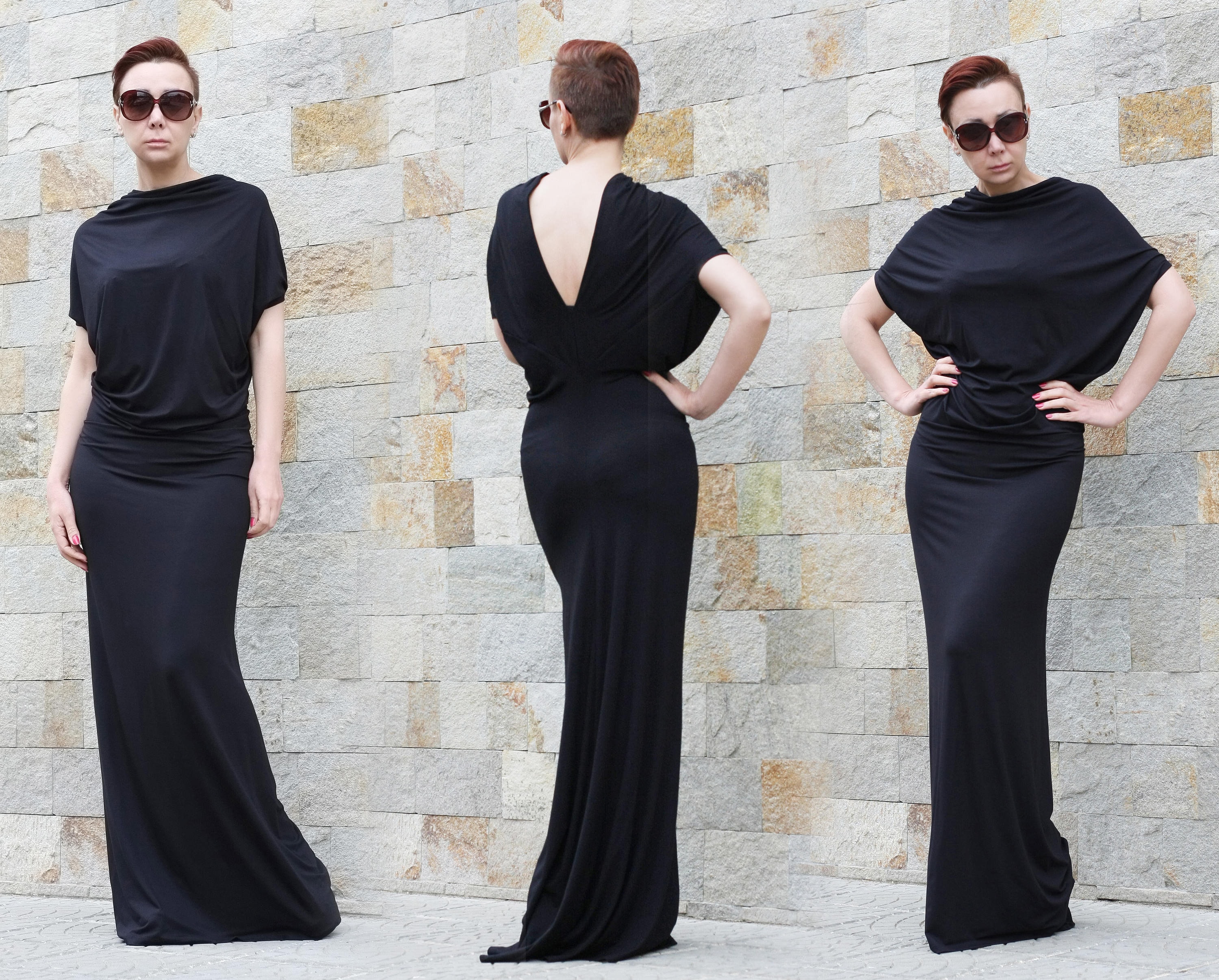 long black fitted dress