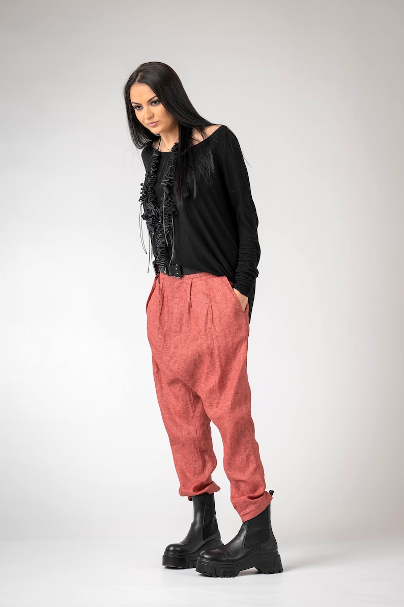 Linen pants/ Crotch Pants/ Baggy Pants/ Harem Pants Women/ Drop Crotch Pants/ Loose Pants/ Trousers women/ Alternative fashion/ NEW image 7