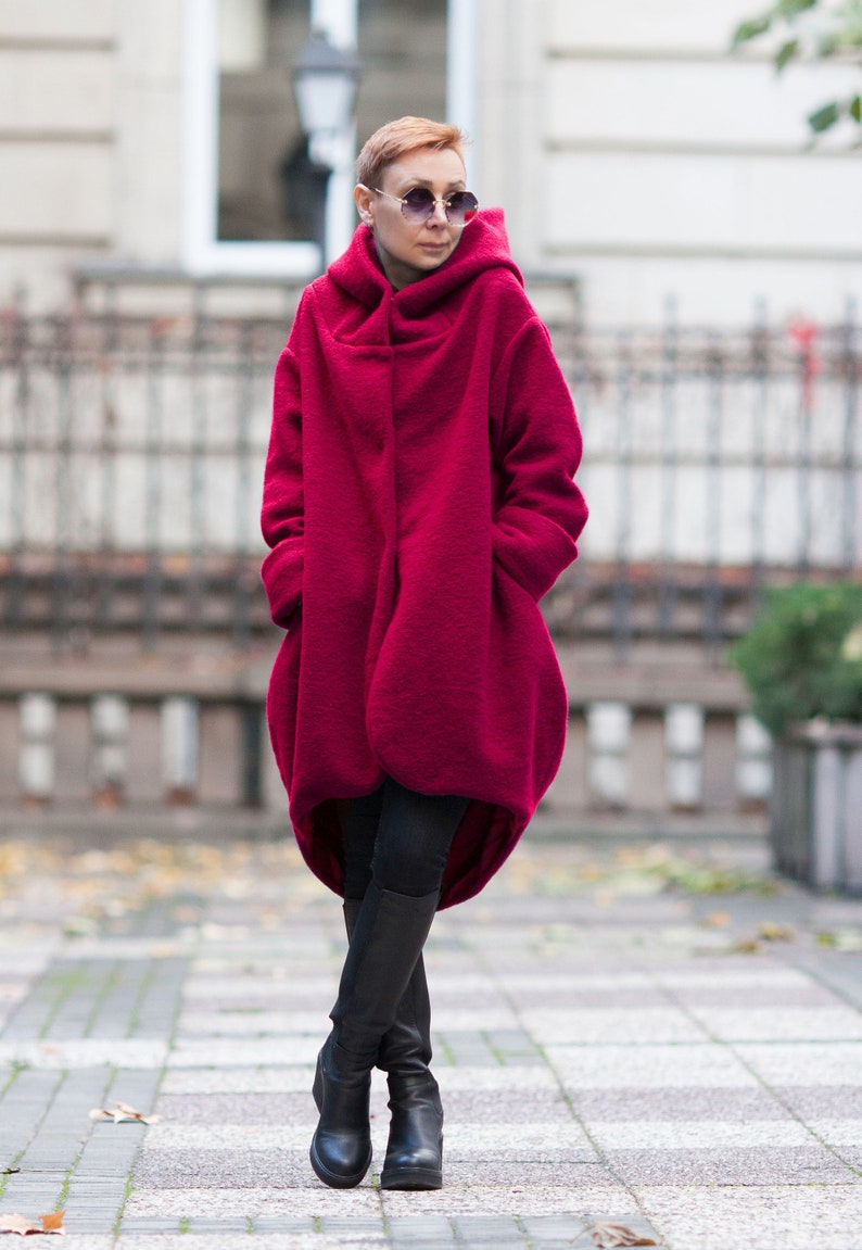 Coat for women/ 100% Wool coat/ Hooded coat/ Winter coat/ image 4