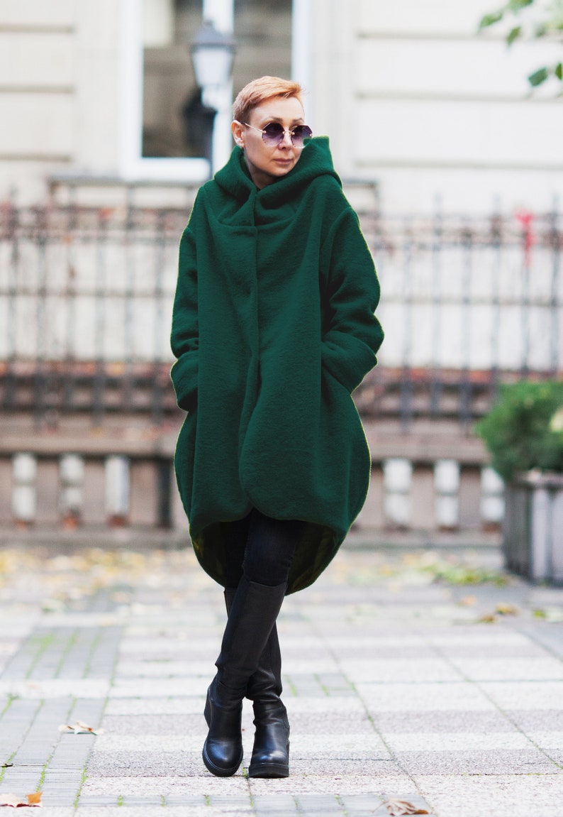 Coat for women/ 100% Wool coat/ Hooded coat/ Winter coat/ Extravagant coat/ Plus size/ Designer coat/ Jacket/ Hooded cardigan/ High quality image 8