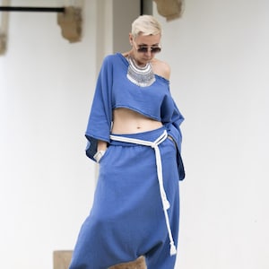 Crop top and Harem pants women, Two piece set, Soft cotton muslin set, Boho clothing, Resort wear, XS to 3XL Summer clothing by Jana Coshe
