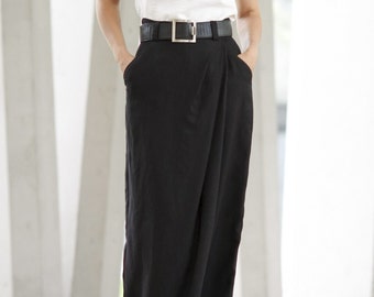 Pantalones Palazzo Cruzados para Mujer, Pantalones Secretos de Pierna Ancha  (Estilo Falda), Ropa para Eventos de Mujer