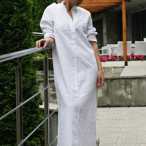 Shirt Dress / Beach Shirt / Long Linen Shirt / Boho Maxi Dress - Etsy
