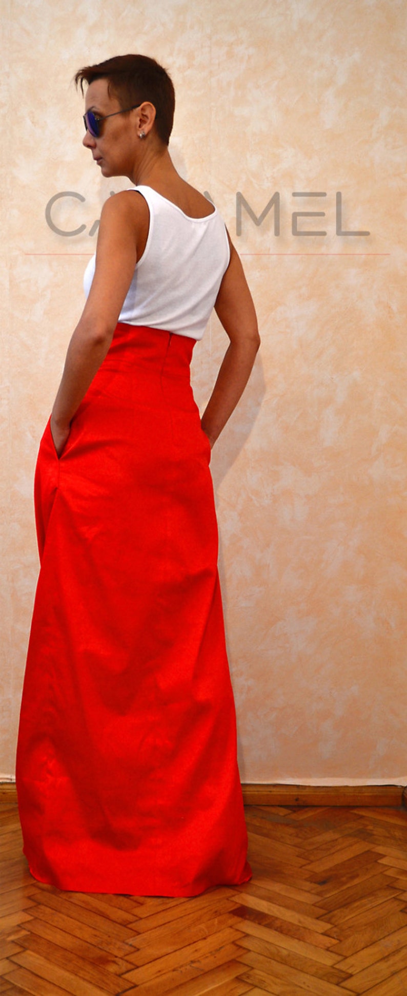 Skirts with Pockets, Red Maxi Skirt Women, Skirts for Women, High Waist Skirt, Long Cotton Skirt, Wedding Skirt, Fashion Skirt, Wrap Skirts image 5