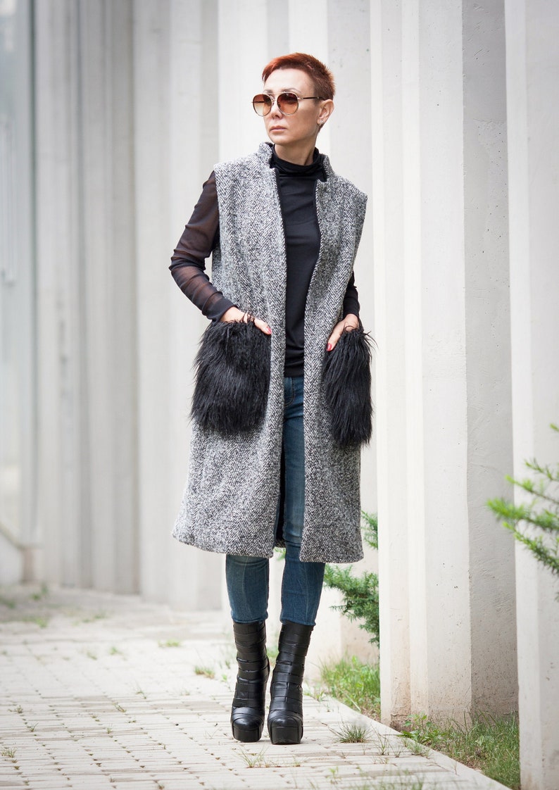 Sleeveless jacket/ Women coat/ Extravagant coat/ Warm Coat image 0