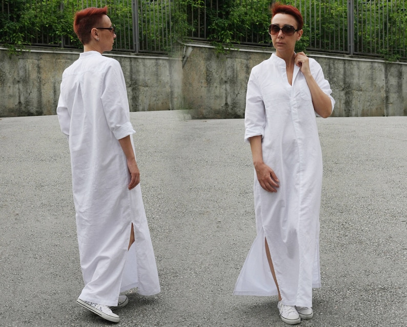 Linen Dress Linen Shirt Dress Long Sleeve Linen Dress Linen image 0