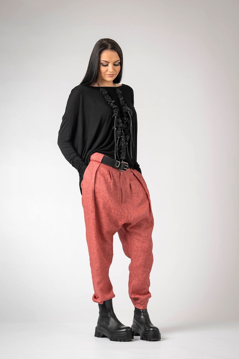 Linen pants/ Crotch Pants/ Baggy Pants/ Harem Pants Women/ Drop Crotch Pants/ Loose Pants/ Trousers women/ Alternative fashion/ NEW image 1