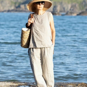 Relaxed fit linen set, handmade capsule wardrobe clothing