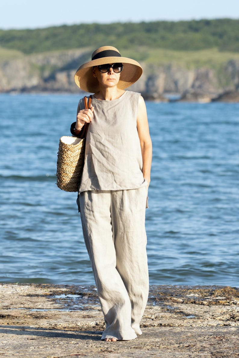 Relaxed fit linen set, handmade capsule wardrobe clothing
