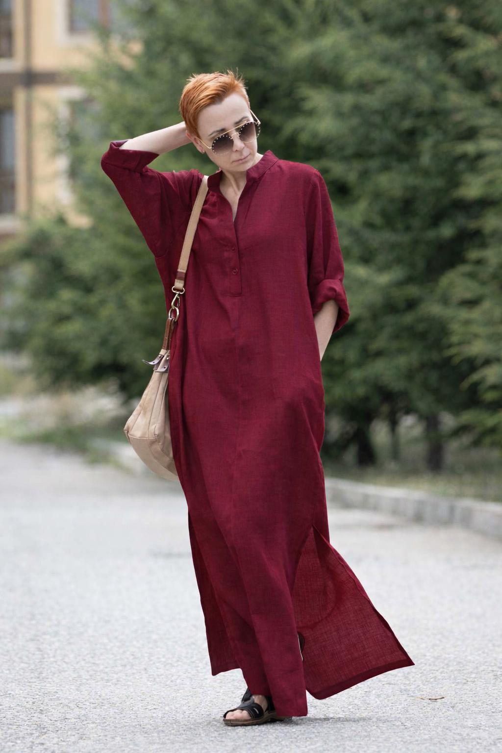 Linen Henley Dress - Etsy