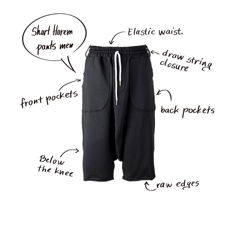 Brick wall/ Shorts men/ Capri Shorts/ Drop Crotch Pants/ Short Harem Pants Men/ Trousers for Men/ Basketball Shorts/ COTTON JERSEY/ Shorts image 6