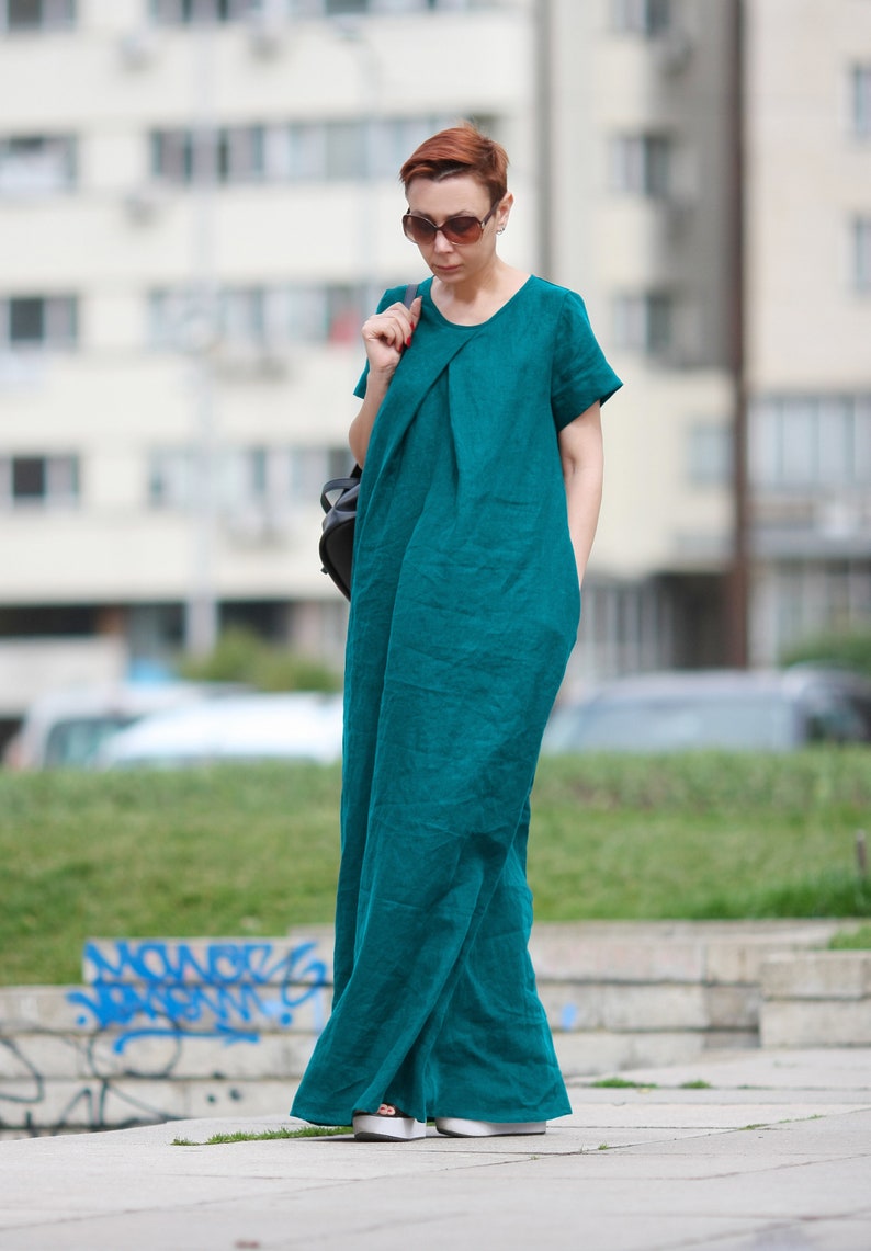 Linen dress women/ Soft maxi linen dress/ Maternity dress with image 5