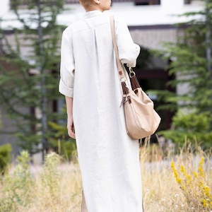 Linen maxi dress, Linen shirt dress, Summer dress, Lightweight linen dress, Flowy linen dress, Bohemian linen dress, Breathable linen dress image 5