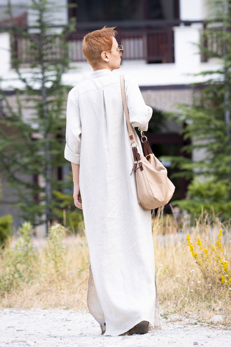 Linen maxi dress, Linen shirt dress, Summer dress, Lightweight linen dress, Flowy linen dress, Bohemian linen dress, Breathable linen dress image 5