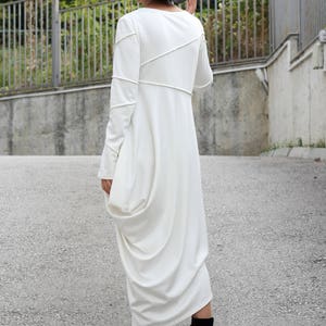 Dress women/ Long Sleeves Dress/ Black Dress with Pockets/ Asymmetrical Dress/ Casual Dress/ Long dress/ Dresses/Tunic/Deconstructive dress image 9