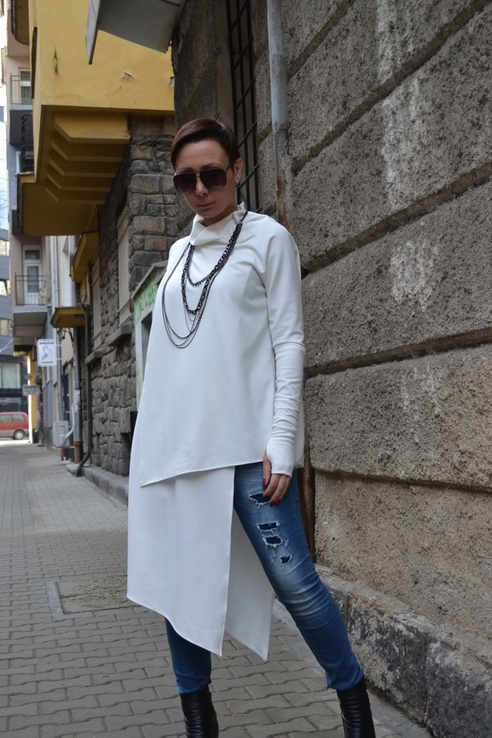Layered Asymmetric Tunic Two Piece Long Sleeve Top - Etsy