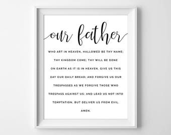 our father prayer printable the lords prayer catholic etsy